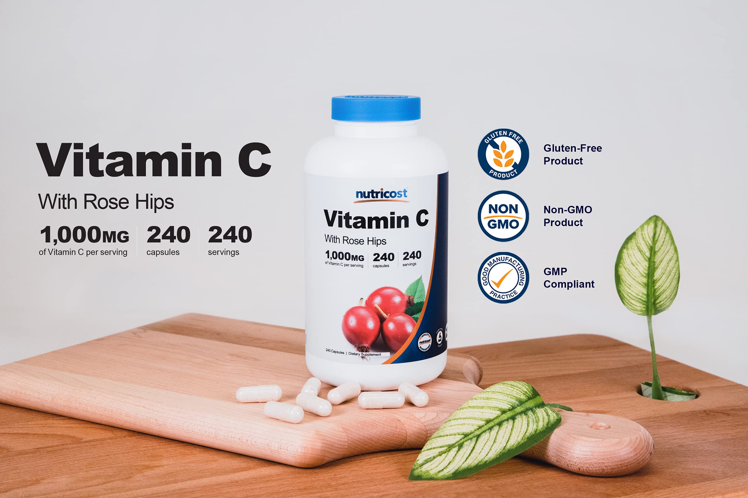 Foto 4 pulgar | Suplemento Nutricost De Vitamina C Con Escaramujo, 1025 Mg, 240 Cápsulas - Venta Internacional.