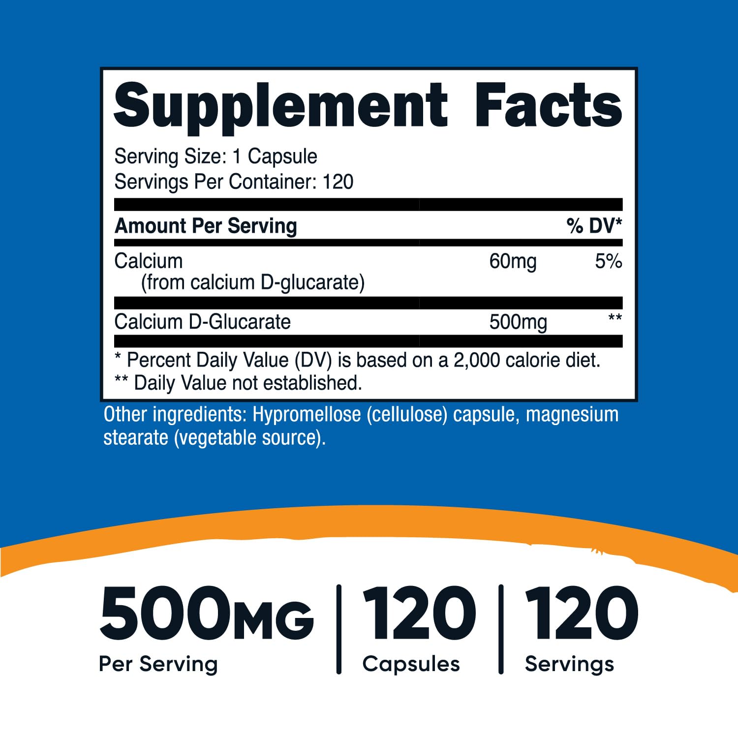 Foto 2 | Suplemento Nutricost D-glucarato De Calcio 500 Mg 120 Cápsulas - Venta Internacional.