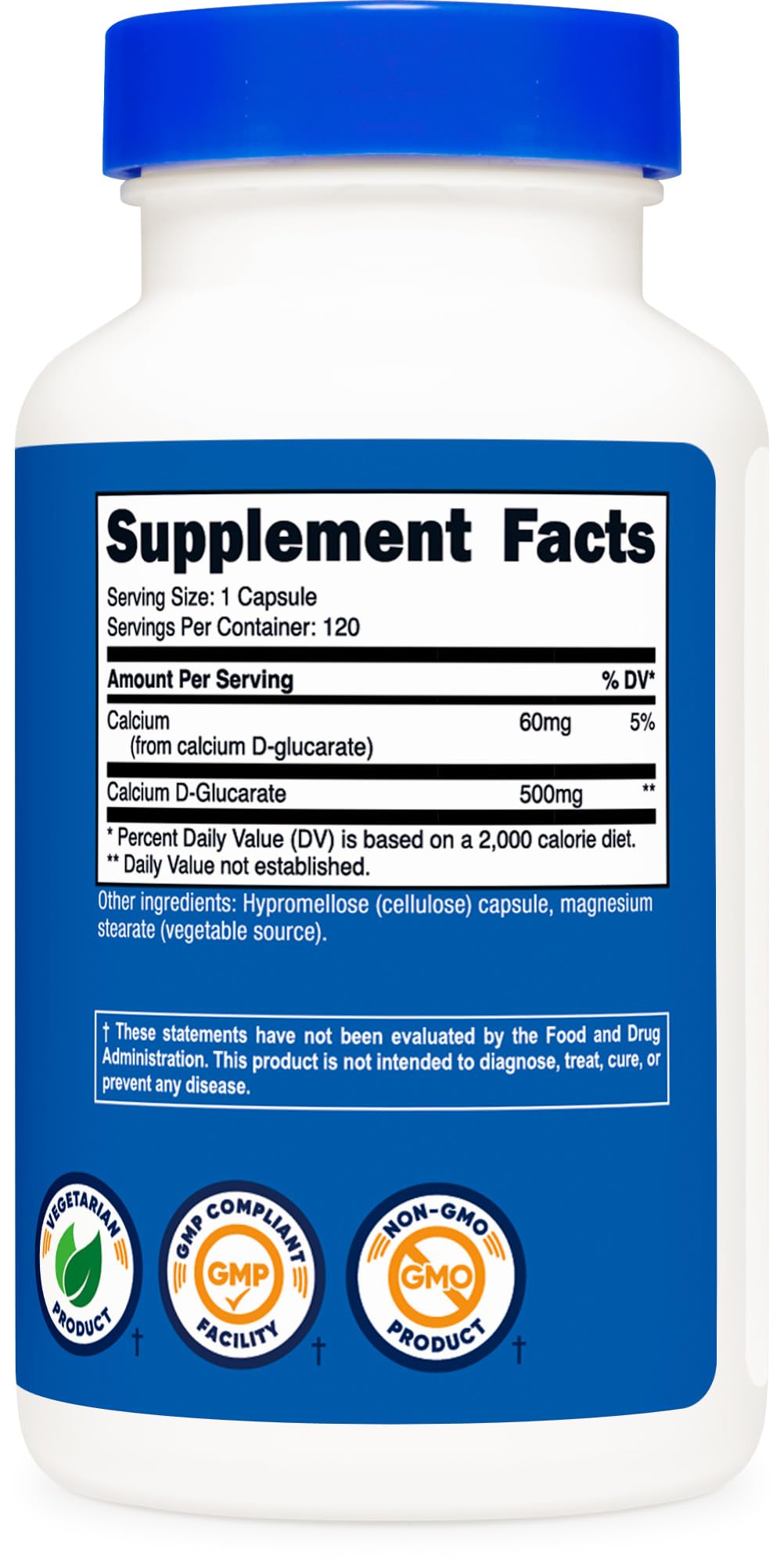 Foto 5 | Suplemento Nutricost D-glucarato De Calcio 500 Mg 120 Cápsulas - Venta Internacional.