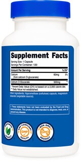 Foto 5 | Suplemento Nutricost D-glucarato De Calcio 500 Mg 120 Cápsulas - Venta Internacional.