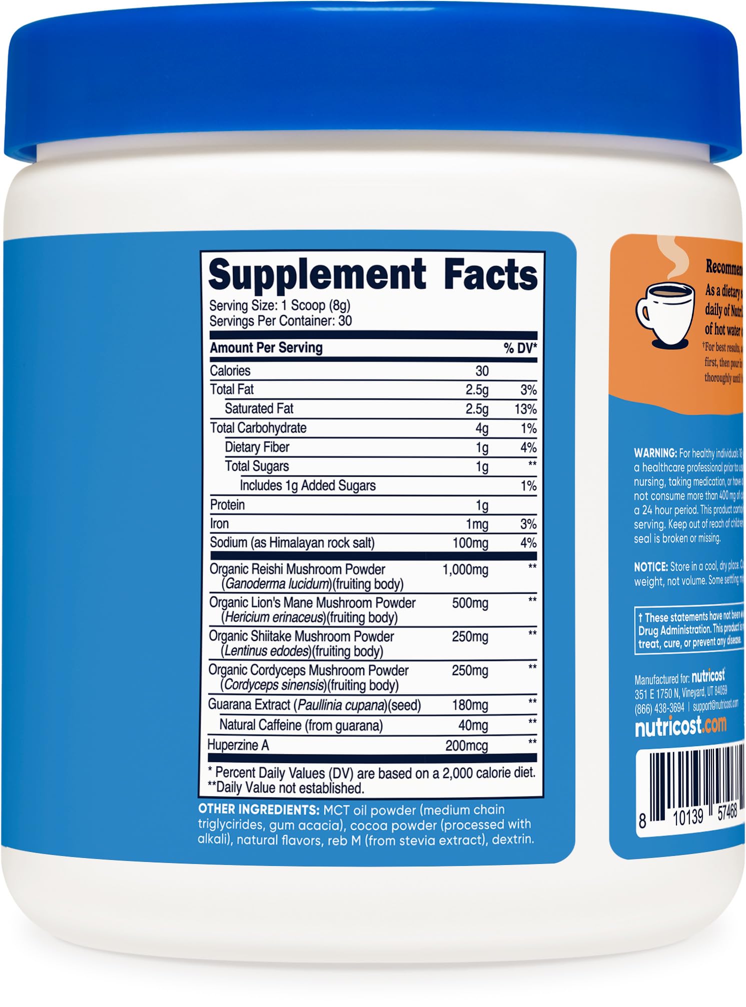 Foto 6 pulgar | Bebida De Hongos Adaptógenos Nutricost Nutrizen Am Focus - Venta Internacional.