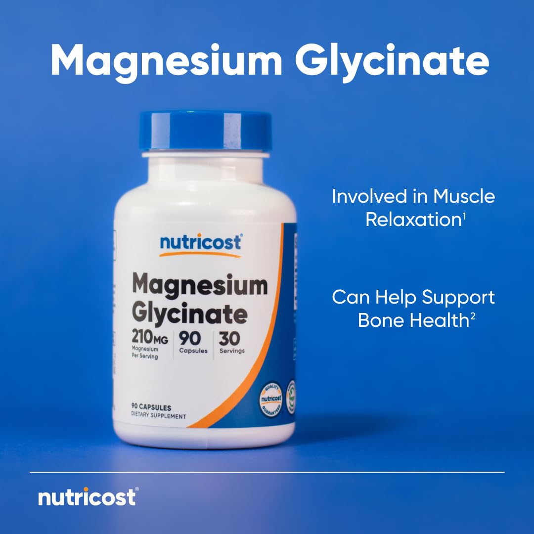 Foto 6 | Suplemento De Glicinato De Magnesio Nutricost 210 Mg 180 Cápsulas - Venta Internacional.