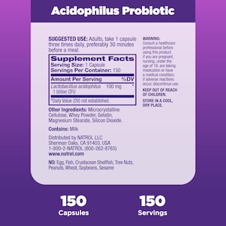 Foto 5 | Suplemento Probiótico Natrol Acidophilus 100 Mg 150 Cápsulas - Venta Internacional.