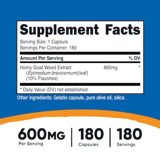 Foto 2 | Suplemento Nutricost De Extracto De Hierba De Cabra En Celo, 600 Mg, 180 Cápsulas - Venta Internacional.