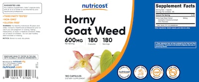 Foto 6 | Suplemento Nutricost De Extracto De Hierba De Cabra En Celo, 600 Mg, 180 Cápsulas - Venta Internacional.