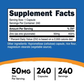 Foto 2 | Suplemento Nutricost Gluconato De Zinc 50 Mg 240 Cápsulas - Venta Internacional.