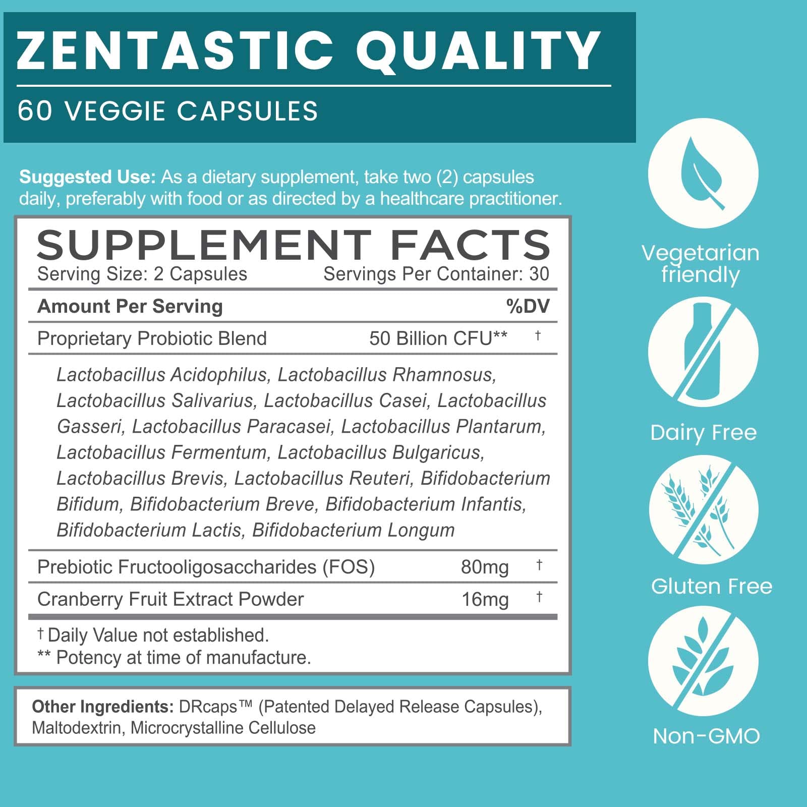 Foto 3 pulgar | Complemente Los Probióticos Y Prebióticos De Zentastic Con 50 Mil Millones De Cfu - Venta Internacional.