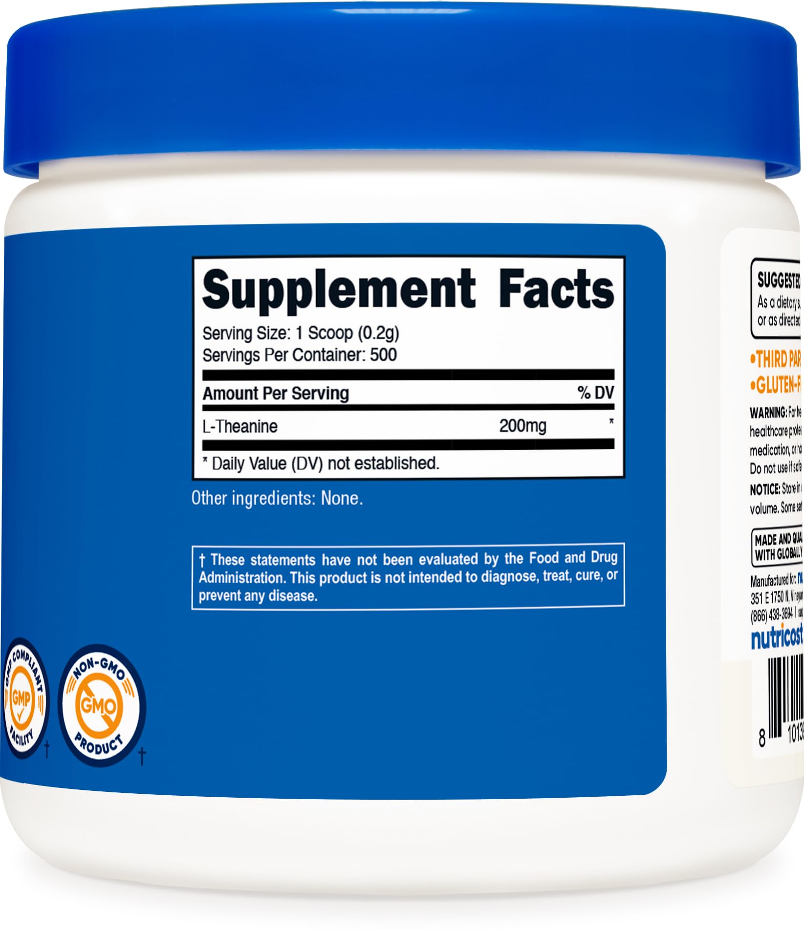 Foto 5 | Suplemento Nutricost De L-teanina En Polvo, 100 G, Sin Gluten Y Sin Ogm - Venta Internacional.