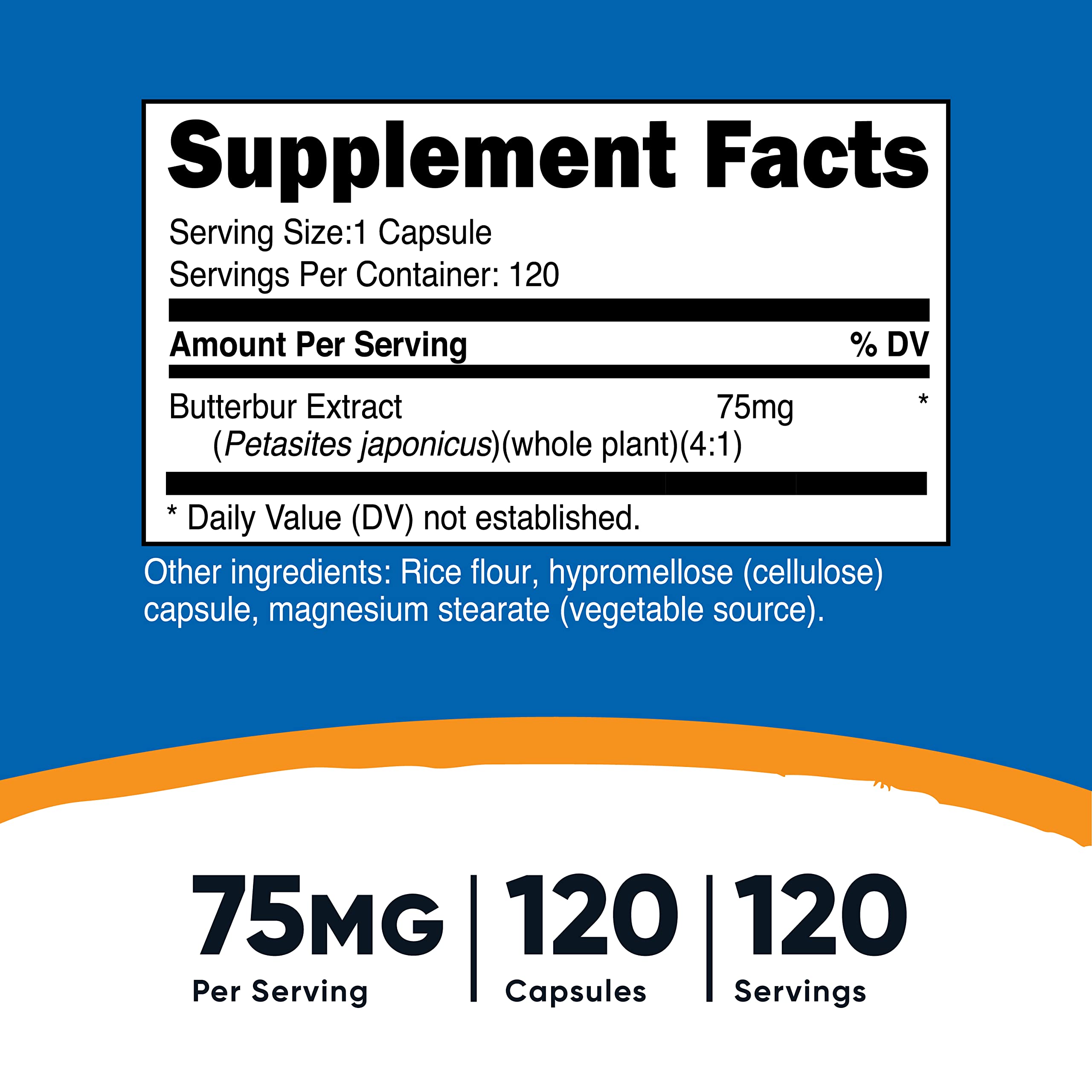 Foto 3 pulgar | Suplemento Nutricost Extracto De Petasita 75 Mg 120 Cápsulas - Venta Internacional.