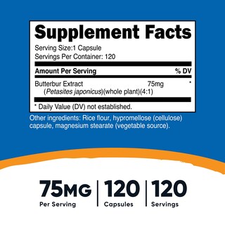 Foto 2 | Suplemento Nutricost Extracto De Petasita 75 Mg 120 Cápsulas - Venta Internacional.