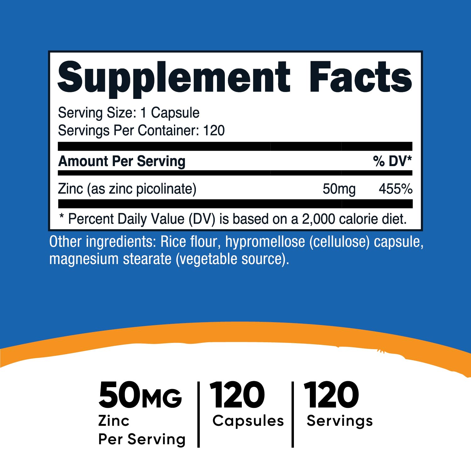 Foto 3 pulgar | Suplemento Nutricost Picolinato De Zinc 50 Mg 120 Cápsulas - Venta Internacional.