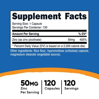 Foto 2 | Suplemento Nutricost Picolinato De Zinc 50 Mg 120 Cápsulas - Venta Internacional.