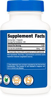 Foto 5 | Suplemento Nutricost Picolinato De Zinc 50 Mg 120 Cápsulas - Venta Internacional.