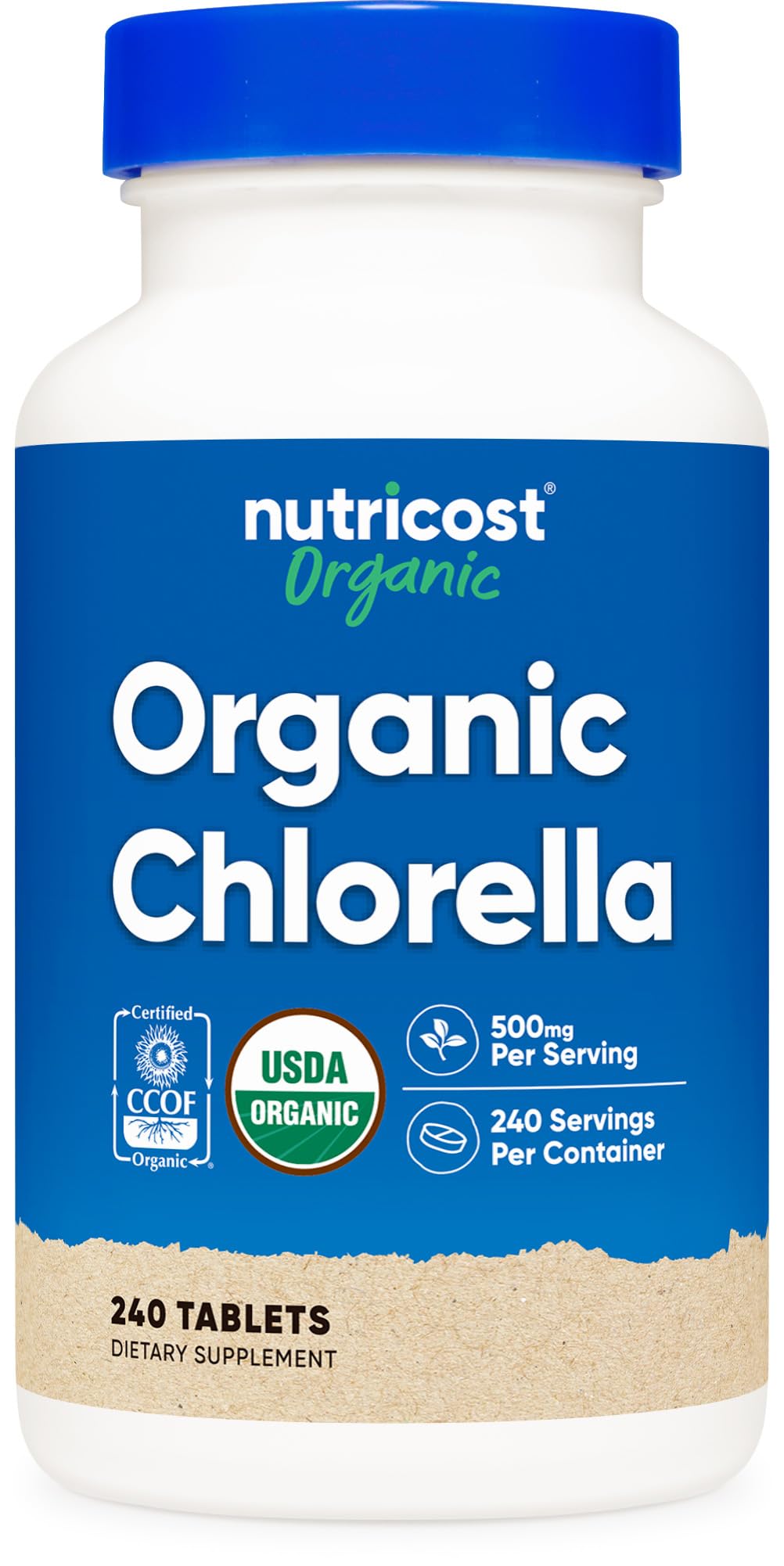 Foto 2 pulgar | Suplemento Nutricost Chlorella Orgánica 500 Mg 240 Tabletas - Venta Internacional.