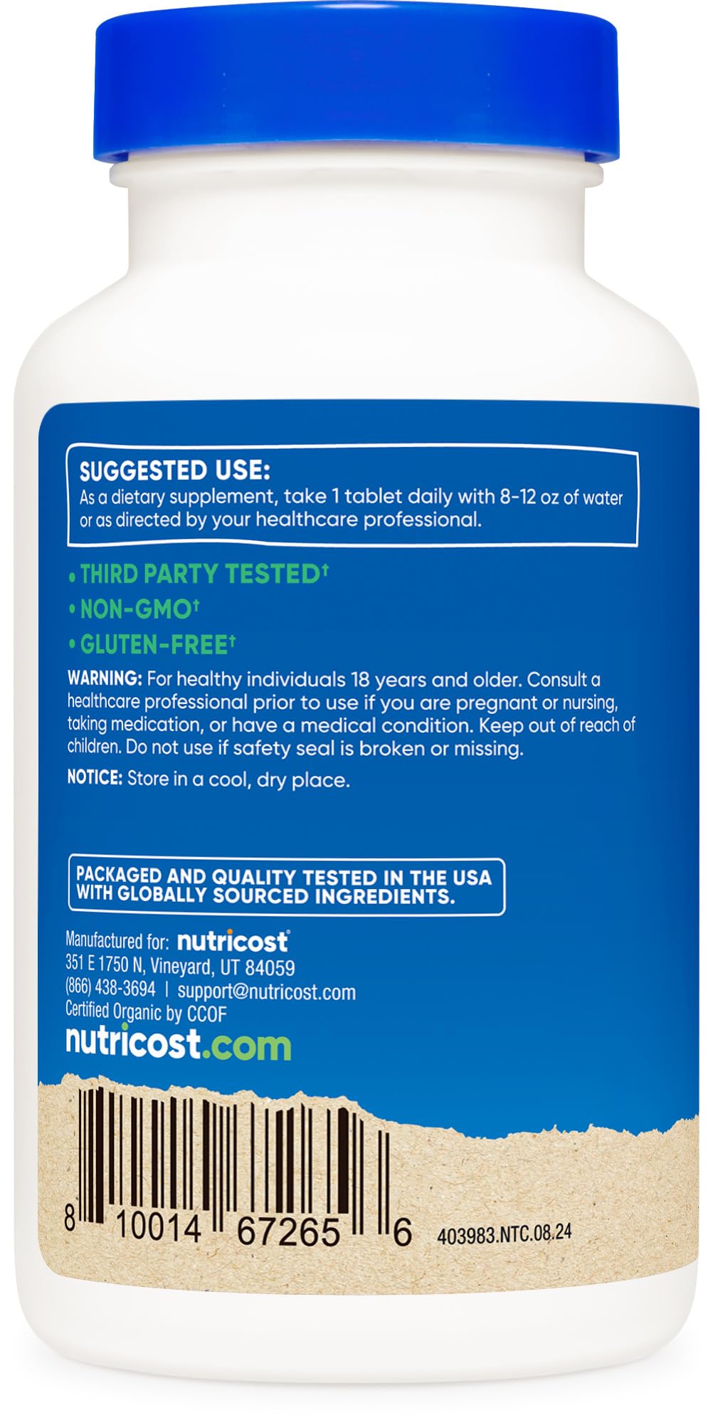 Foto 5 pulgar | Suplemento Nutricost Chlorella Orgánica 500 Mg 240 Tabletas - Venta Internacional.