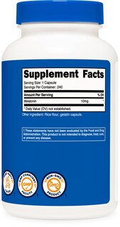 Foto 5 | Suplemento Nutricost Melatonin 10 Mg 240 Cápsulas - Venta Internacional.