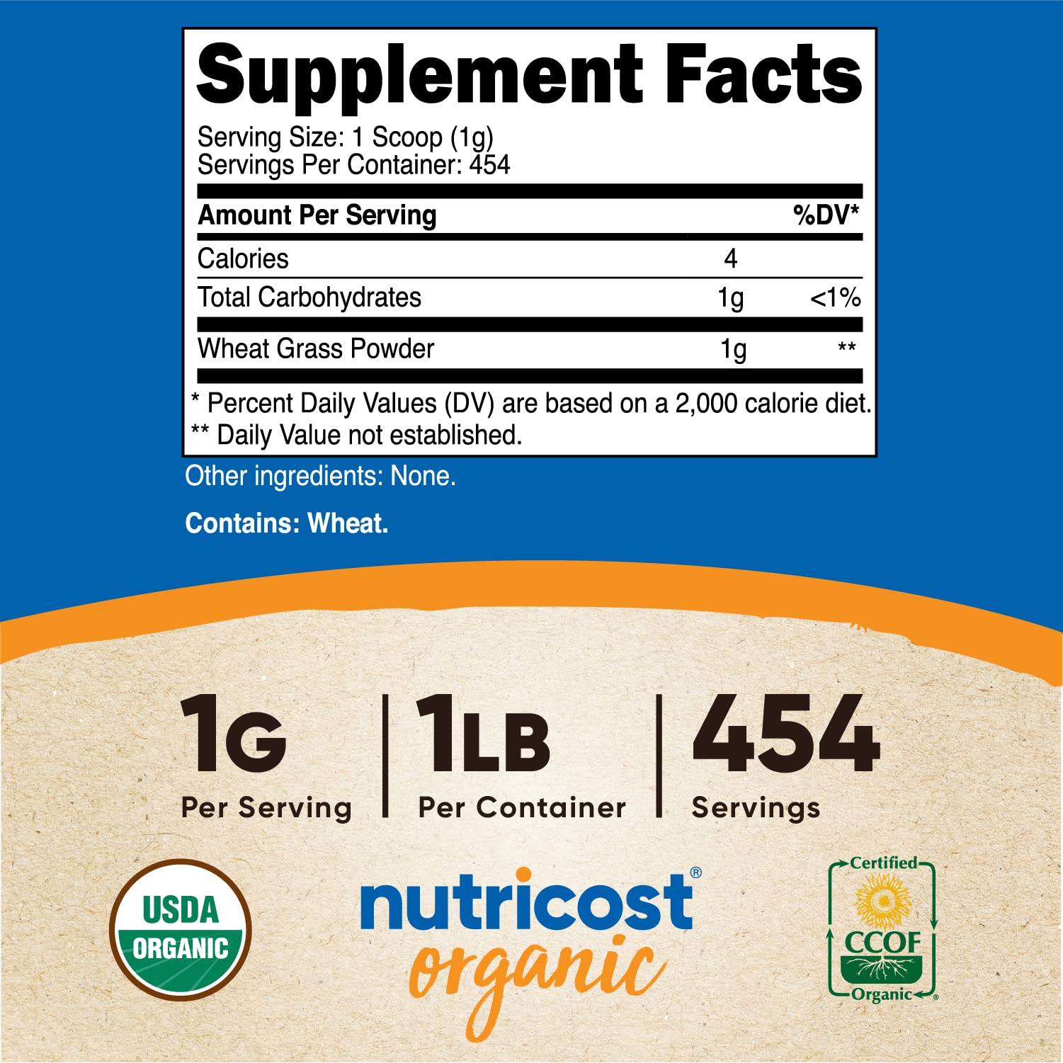 Foto 3 pulgar | Hierba De Trigo Orgánica En Polvo Nutricost 454 G, Superalimento Sin Transgénicos - Venta Internacional.