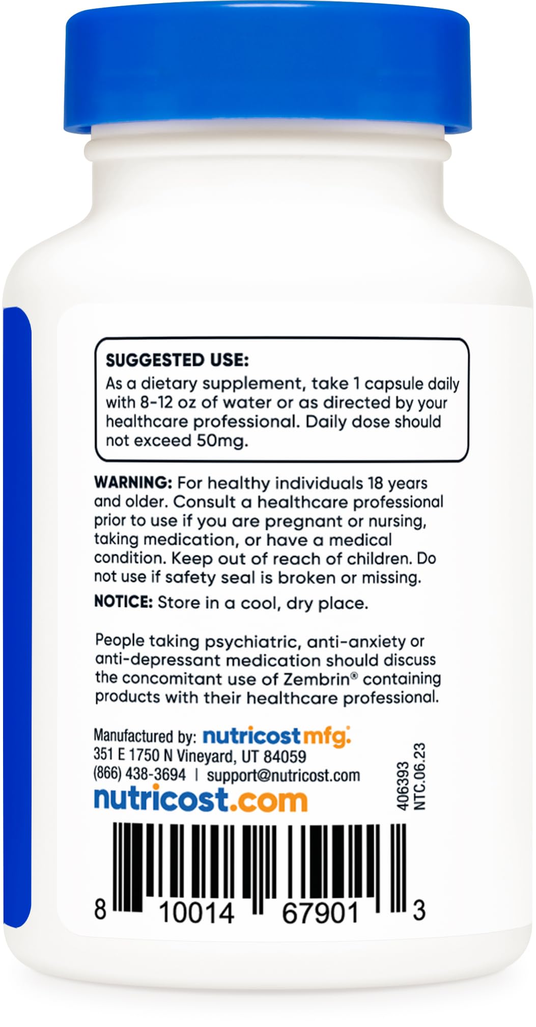 Foto 5 pulgar | Suplemento Nutricost Zembrin Sceletium Tortuosum 60 Cápsulas - Venta Internacional.