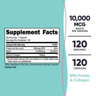 Foto 2 | Suplemento Nutricost De Biotina De 10,000 Mcg Con Folato Y Colágeno - Venta Internacional.