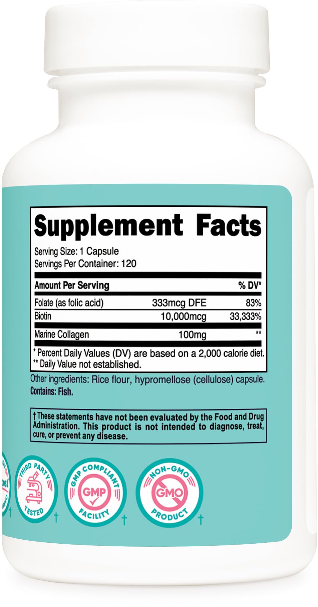Foto 6 pulgar | Suplemento Nutricost De Biotina De 10,000 Mcg Con Folato Y Colágeno - Venta Internacional.