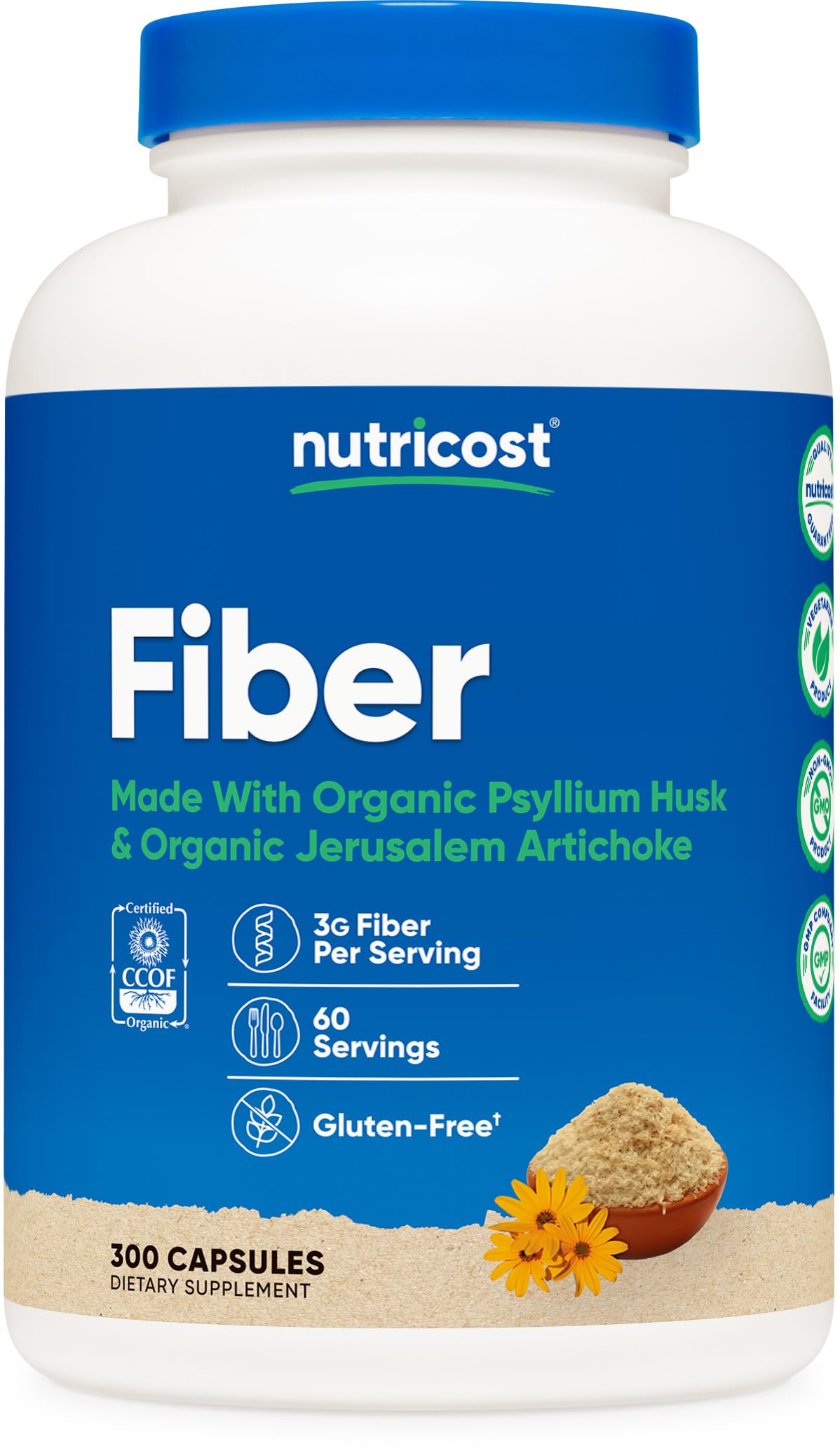 Foto 2 pulgar | Suplemento De Fibra Nutricost 300 Cápsulas Con 3 G De Fibra - Venta Internacional.