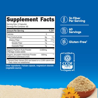 Foto 2 | Suplemento De Fibra Nutricost 300 Cápsulas Con 3 G De Fibra - Venta Internacional.