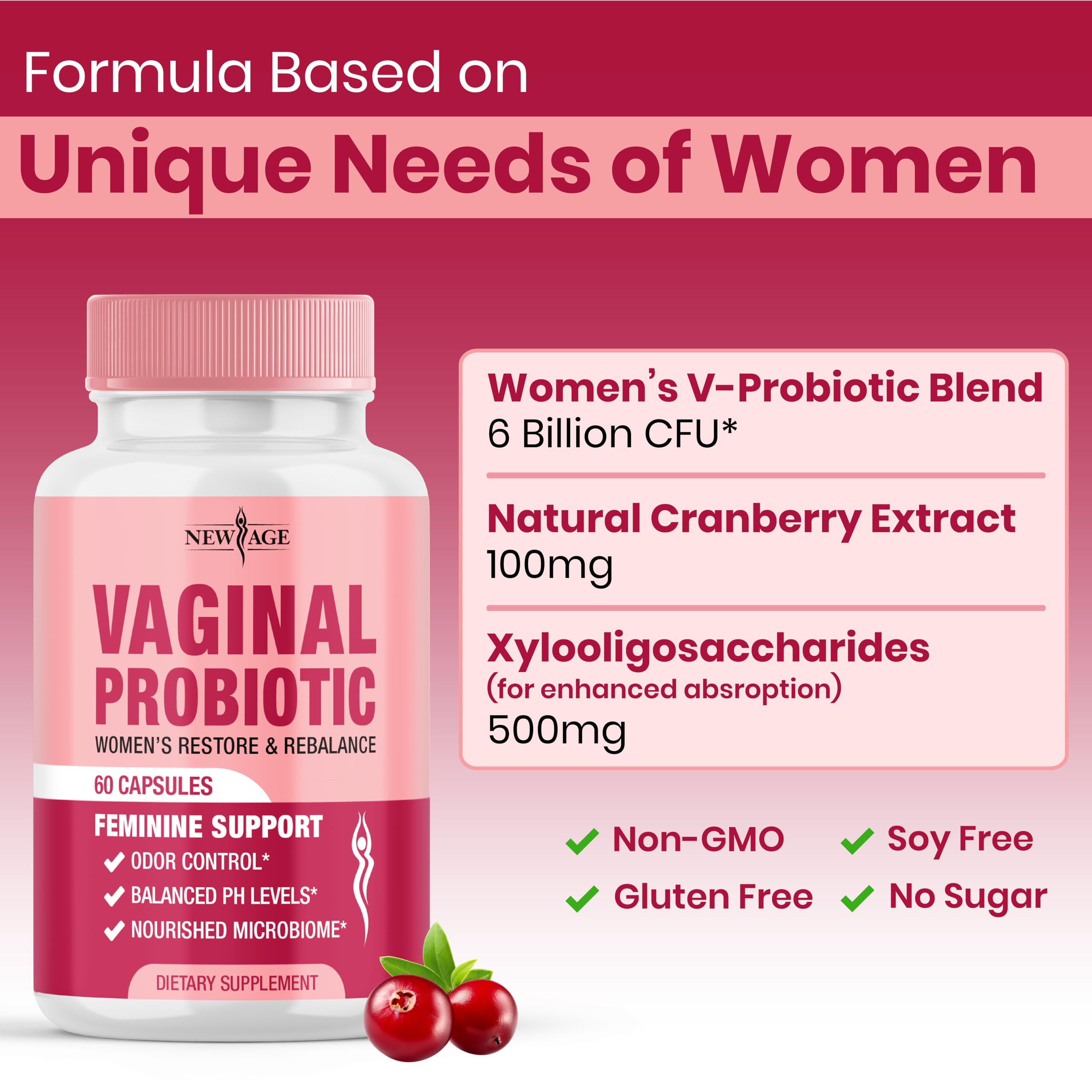 Foto 5 pulgar | Probióticos Vaginales New Age para Mujeres 3 Botes de 60 Cápsulas C/U - Venta Internacional