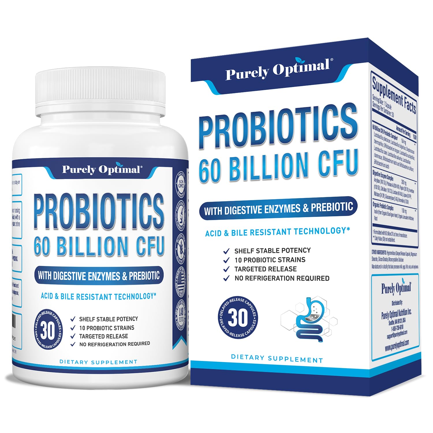 Foto 1 | Suplemento Probiótico Purely Optimal: 60 Mil Millones De Cfu - Venta Internacional.
