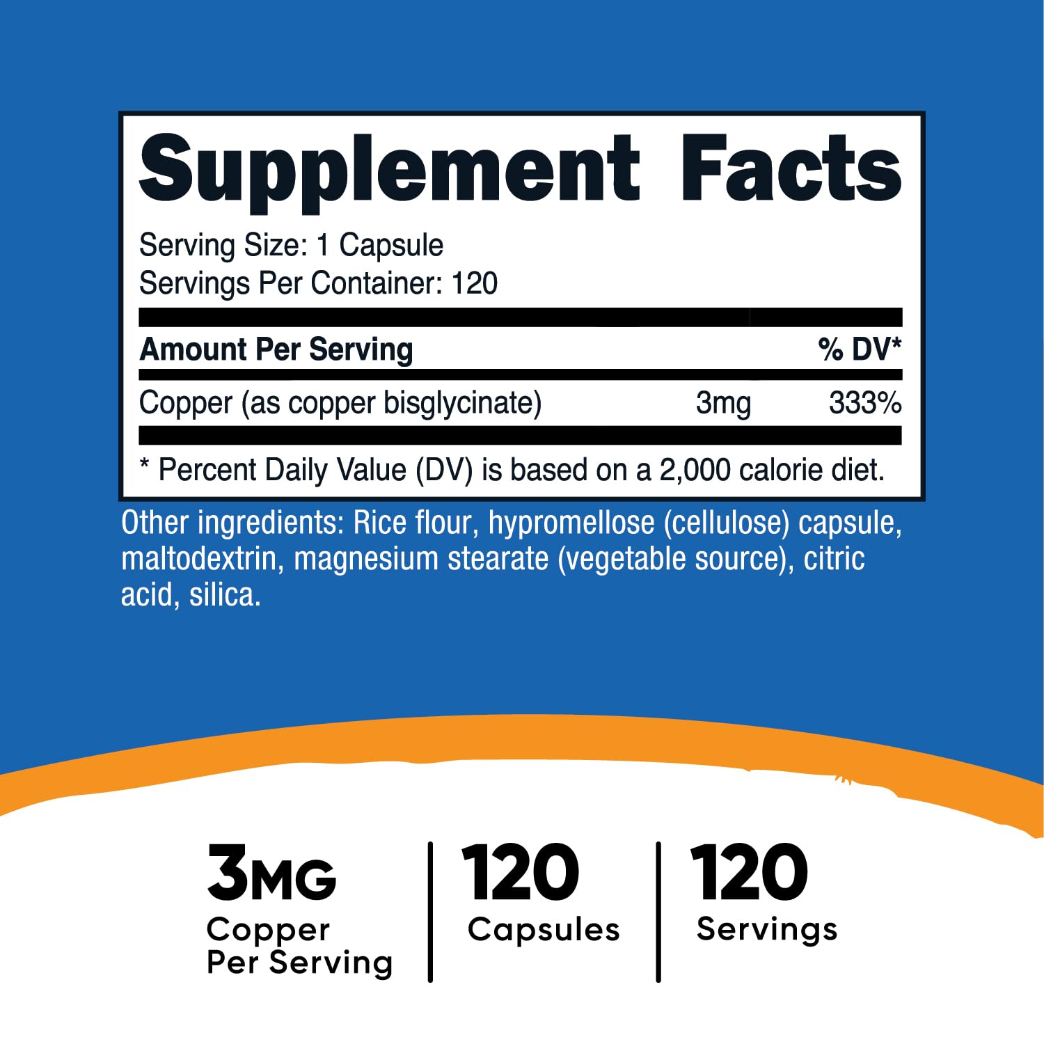 Foto 3 pulgar | Suplemento Nutricost, Cápsulas De Glicinato De Cobre, 120 X 3 Mg - Venta Internacional.