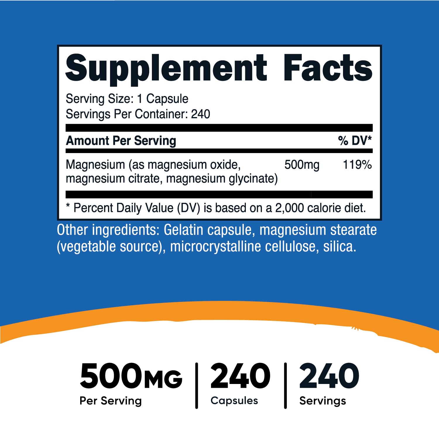 Foto 3 pulgar | Suplemento Nutricost Magnesium Complex 500 Mg 240 Cápsulas - Venta Internacional.