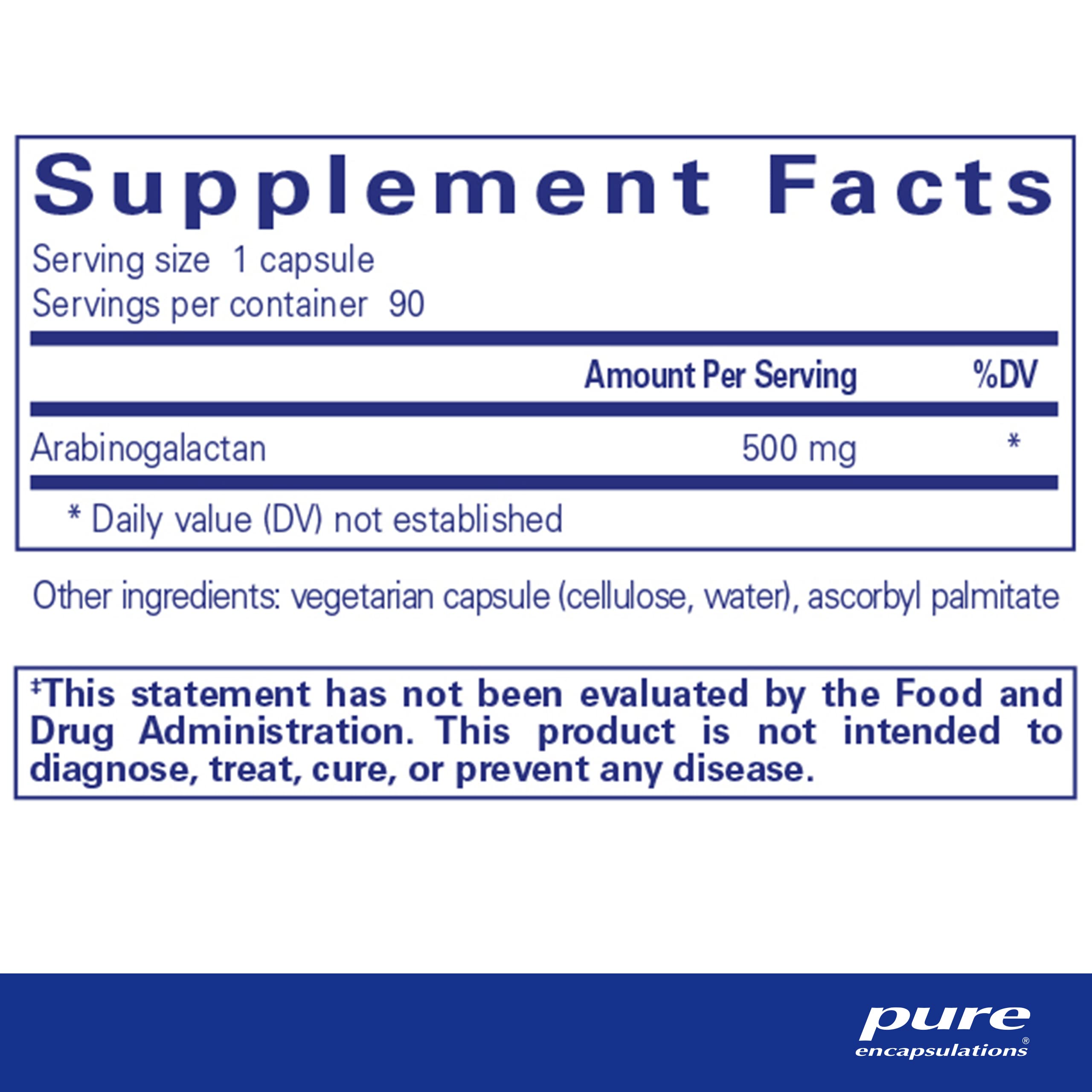 Foto 3 pulgar | Suplemento Pure Encapsulations Arabinogalactan 90 Cápsulas - Venta Internacional.