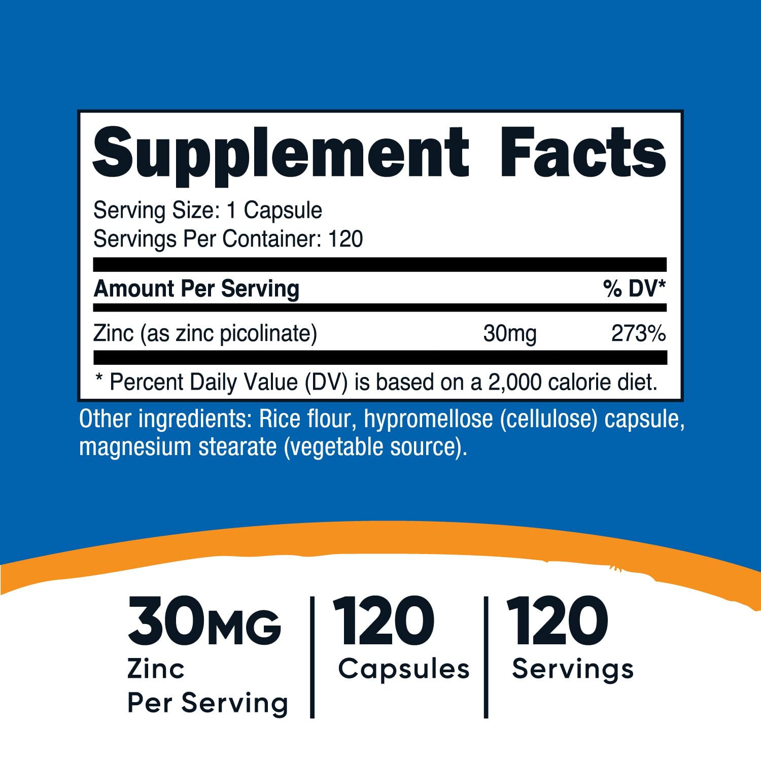 Foto 3 pulgar | Suplemento Nutricost Picolinato De Zinc 30 Mg 120 Cápsulas - Venta Internacional.