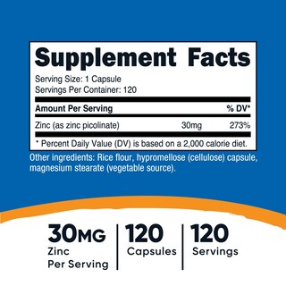Foto 2 | Suplemento Nutricost Picolinato De Zinc 30 Mg 120 Cápsulas - Venta Internacional.