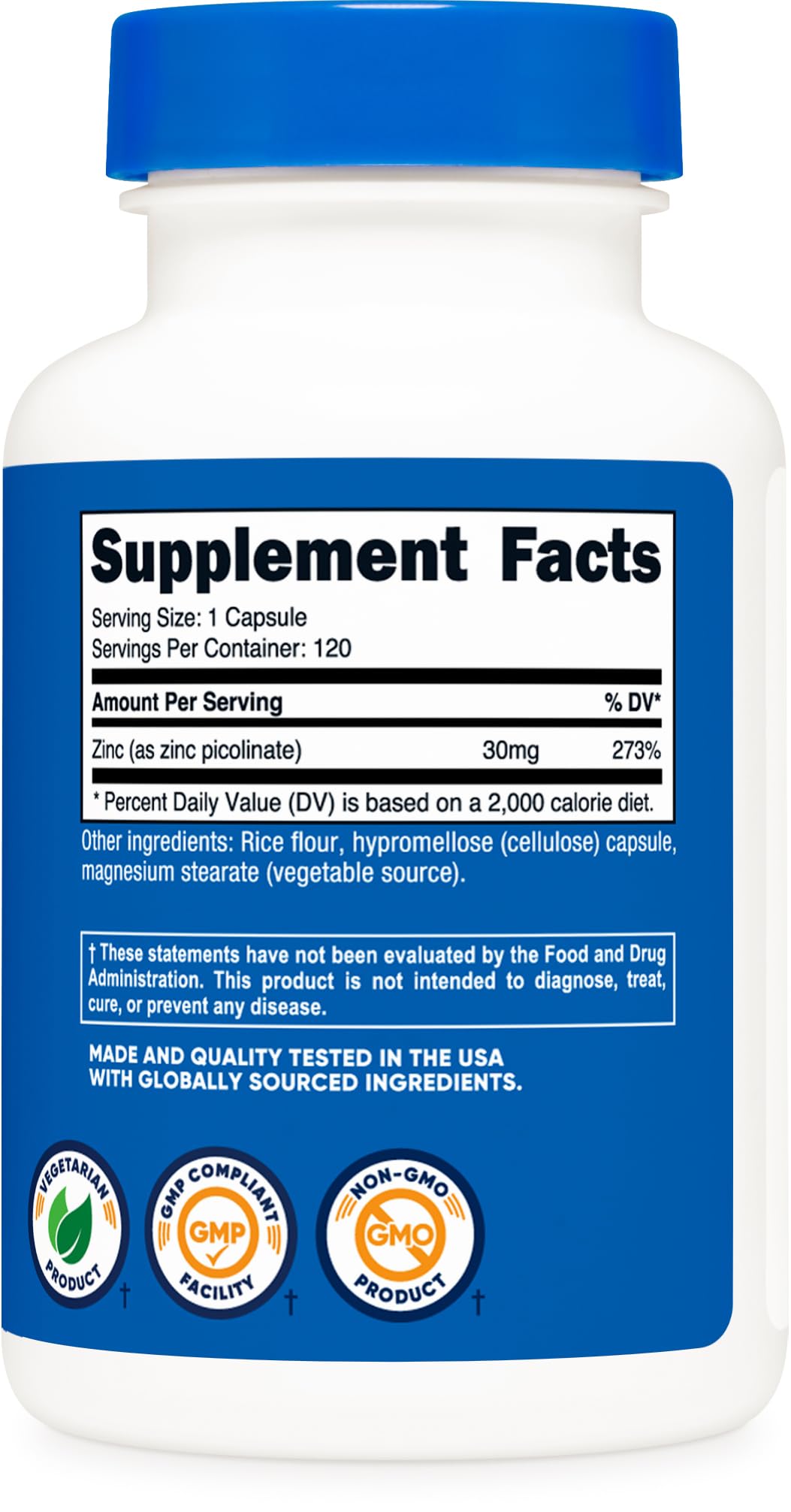 Foto 5 | Suplemento Nutricost Picolinato De Zinc 30 Mg 120 Cápsulas - Venta Internacional.