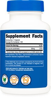 Foto 5 | Suplemento Nutricost Picolinato De Zinc 30 Mg 120 Cápsulas - Venta Internacional.