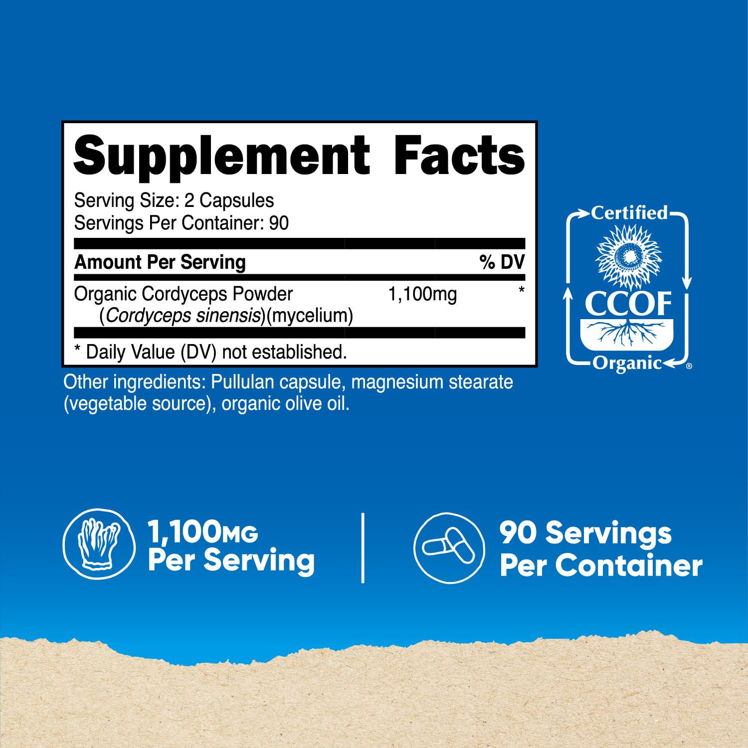 Foto 3 pulgar | Suplemento Nutricost, Cápsulas De Hongos Cordyceps, 1100 Mg - Venta Internacional.