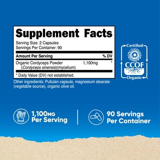Foto 2 | Suplemento Nutricost, Cápsulas De Hongos Cordyceps, 1100 Mg - Venta Internacional.