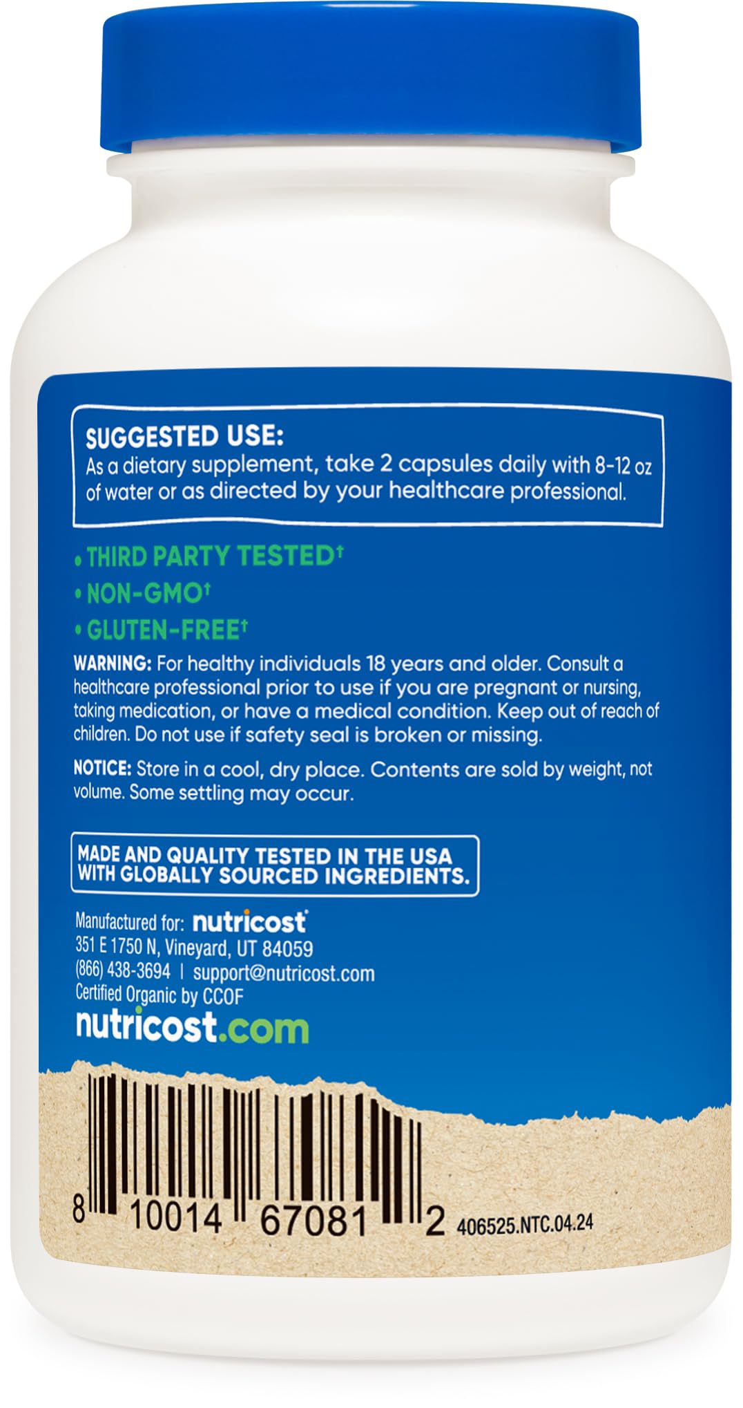 Foto 5 pulgar | Suplemento Nutricost, Cápsulas De Hongos Cordyceps, 1100 Mg - Venta Internacional.