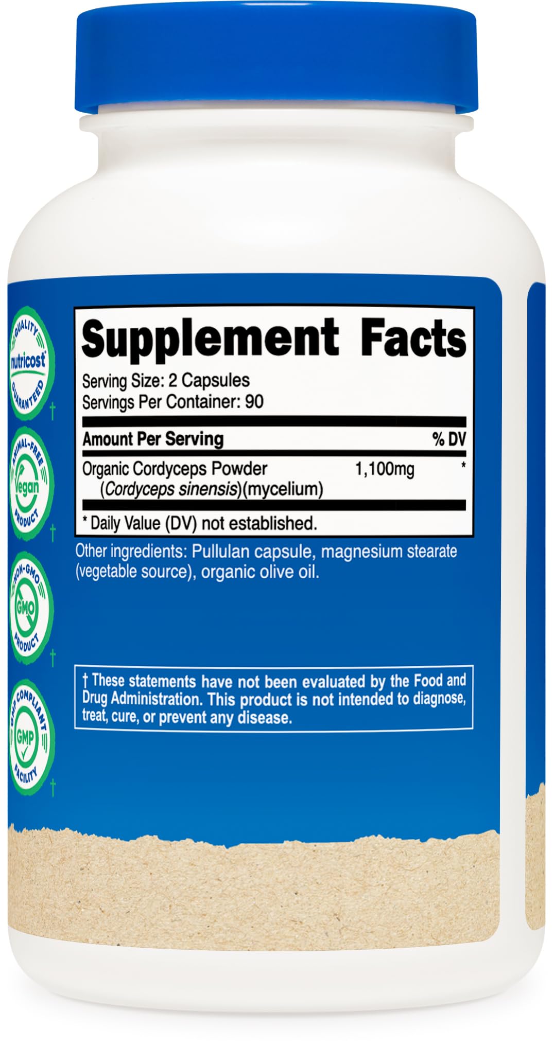 Foto 5 | Suplemento Nutricost, Cápsulas De Hongos Cordyceps, 1100 Mg - Venta Internacional.
