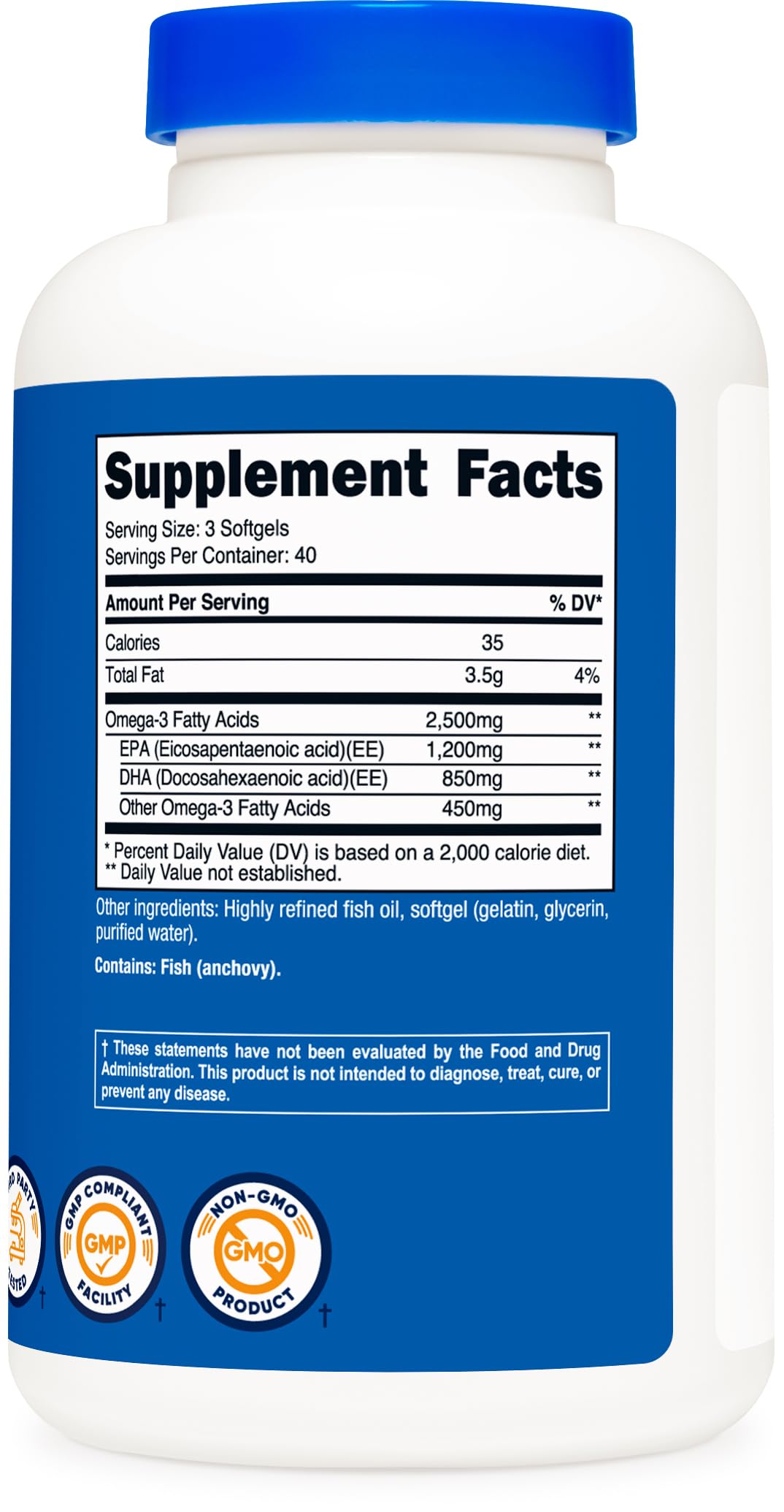 Foto 6 pulgar | Suplemento Nutricost De Aceite De Pescado Omega 3, 2500 Mg, 120 Cápsulas Blandas - Venta Internacional.
