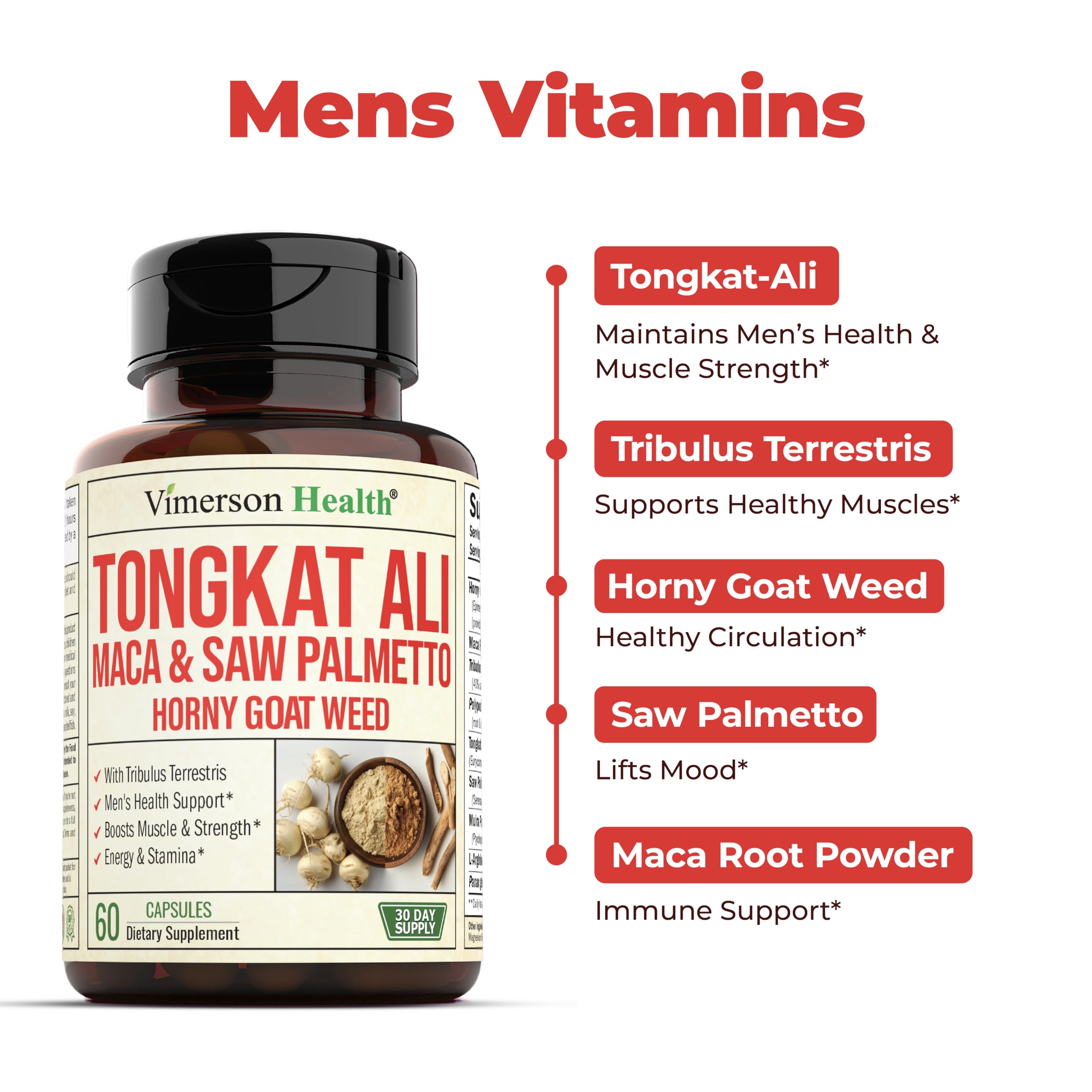 Foto 6 pulgar | Suplemento Vimerson Health Tongkat Ali Testosterone Men 60c - Venta Internacional.