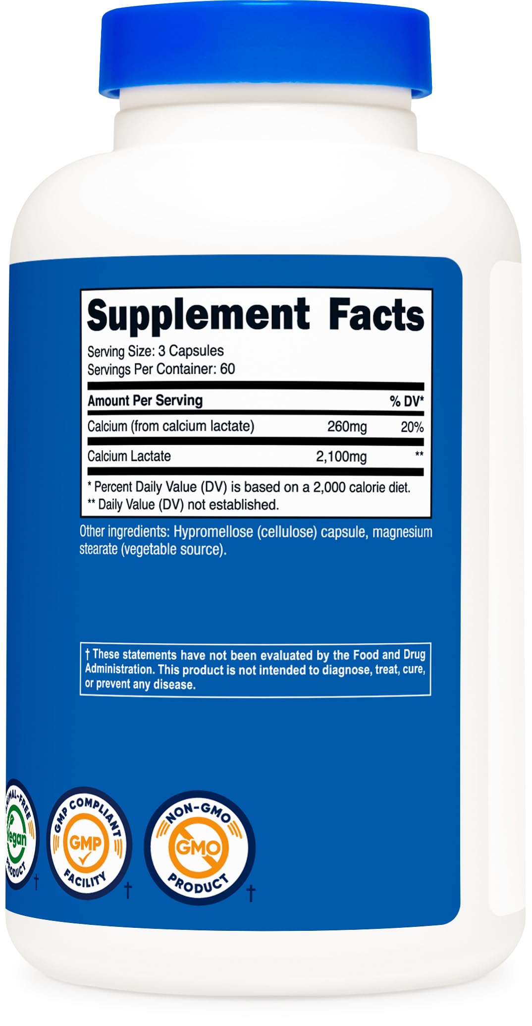 Foto 6 pulgar | Suplemento Nutricost De Lactato De Calcio, 2.100 Mg, 180 Cápsulas - Venta Internacional.