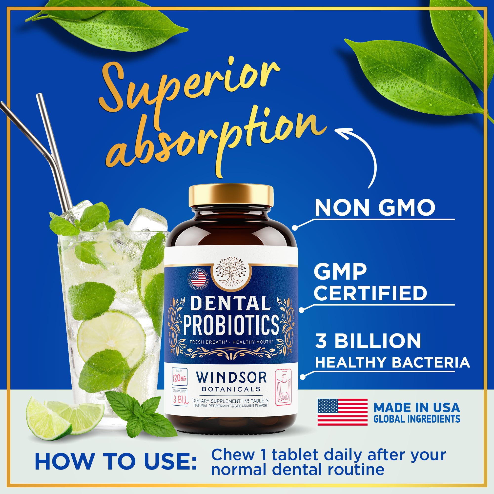 Foto 7 | Probióticos Orales Windsor Botanicals, Dientes Y Encías, 3 000 Millones De Cfu, 90 Comprimidos - Venta Internacional.