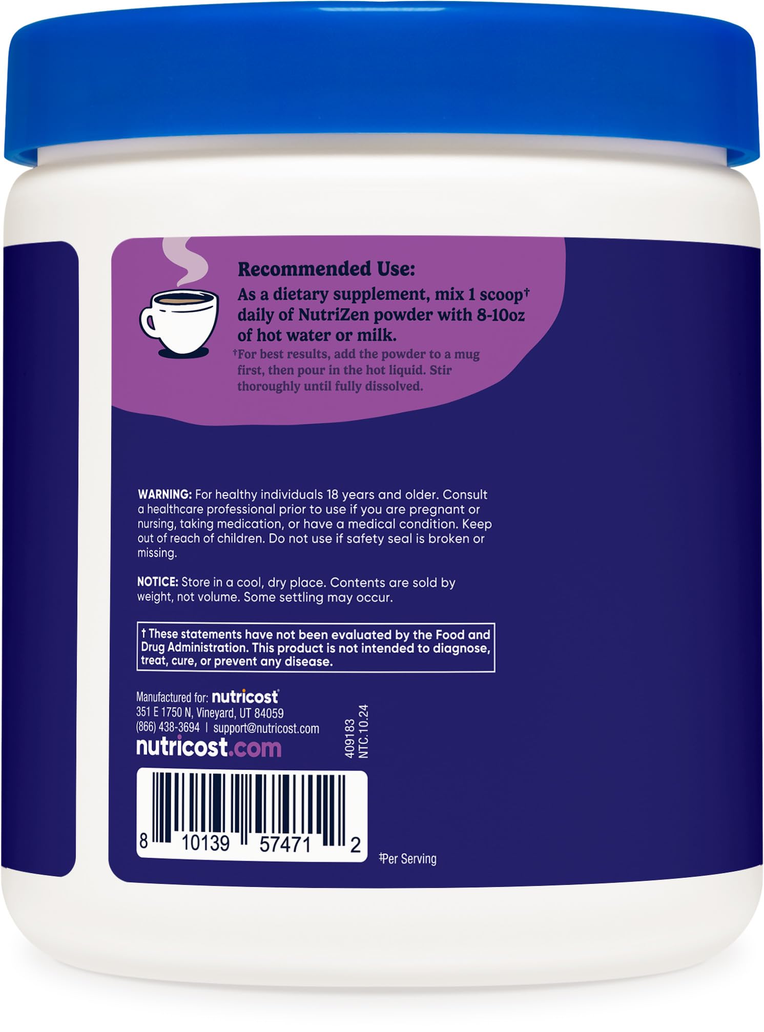 Foto 5 pulgar | Beba Nutricost Nutrizen Pm Unwind, Hongos Adaptógenos, 30 Porciones - Venta Internacional.