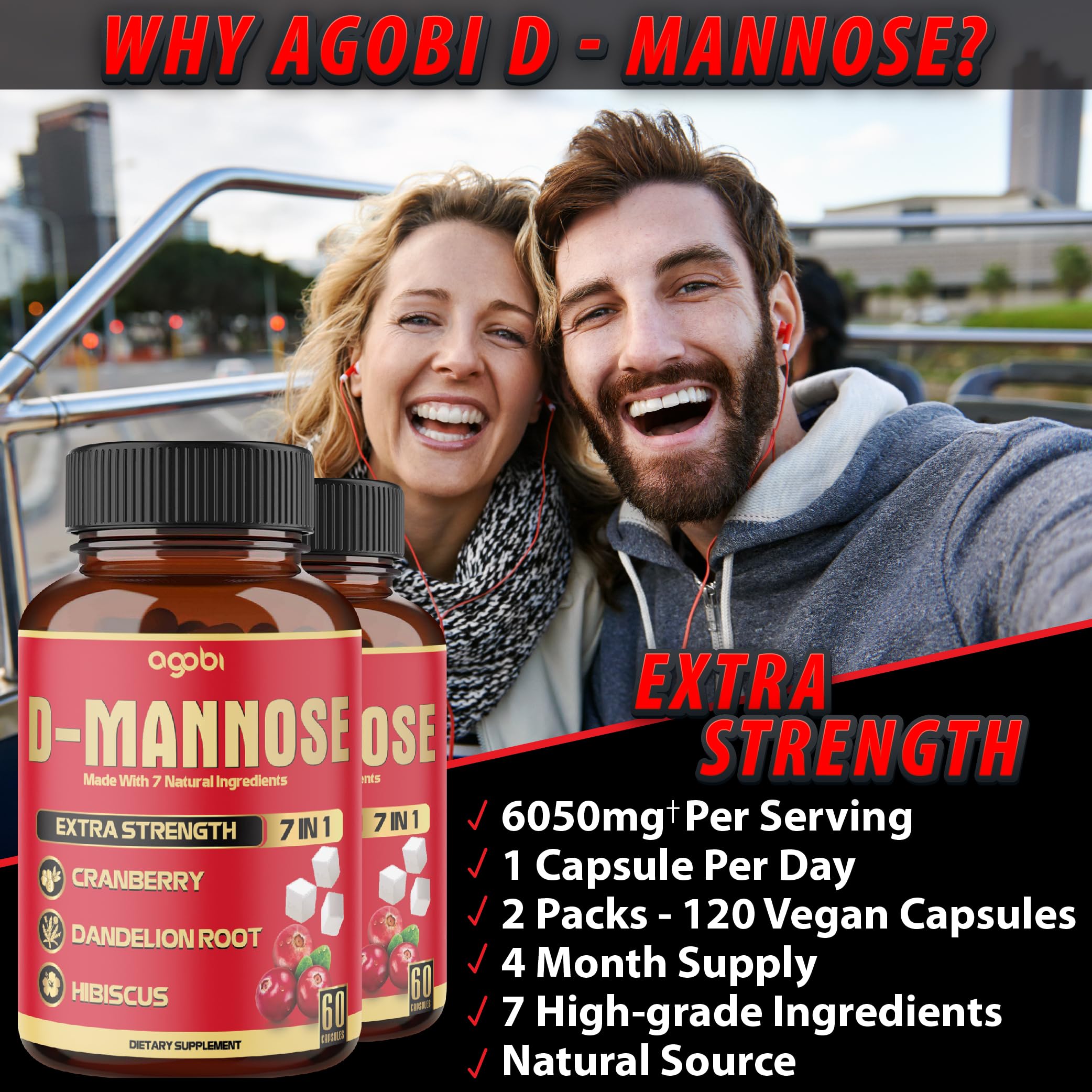 Foto 6 pulgar | Suplementos Agobi de Extracto De D-manosa x 120 - Venta Internacional
