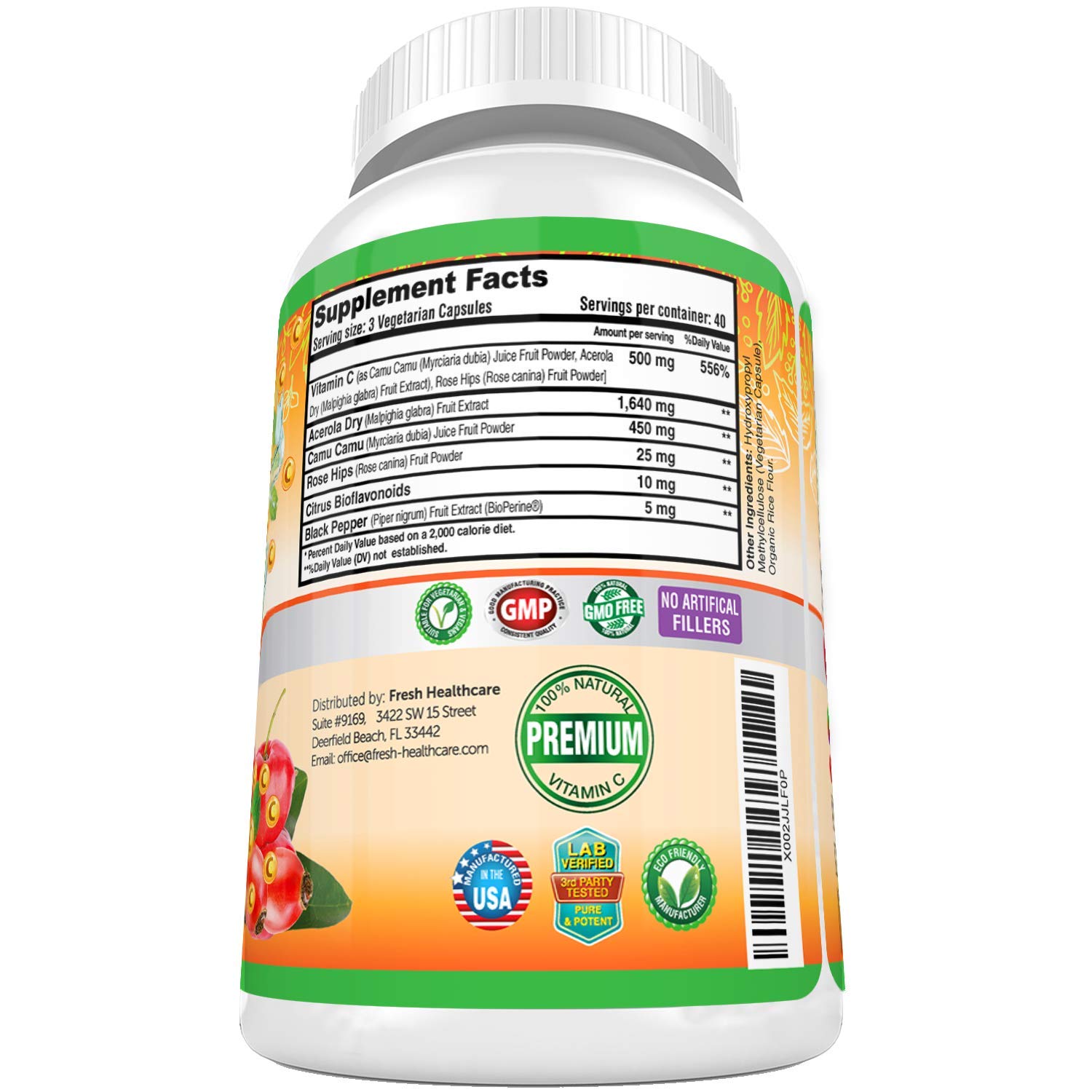 Foto 8 pulgar | Suplemento Fresh Healthcare De Vitamina C Natural, 500 Mg, 120 Cápsulas - Venta Internacional.