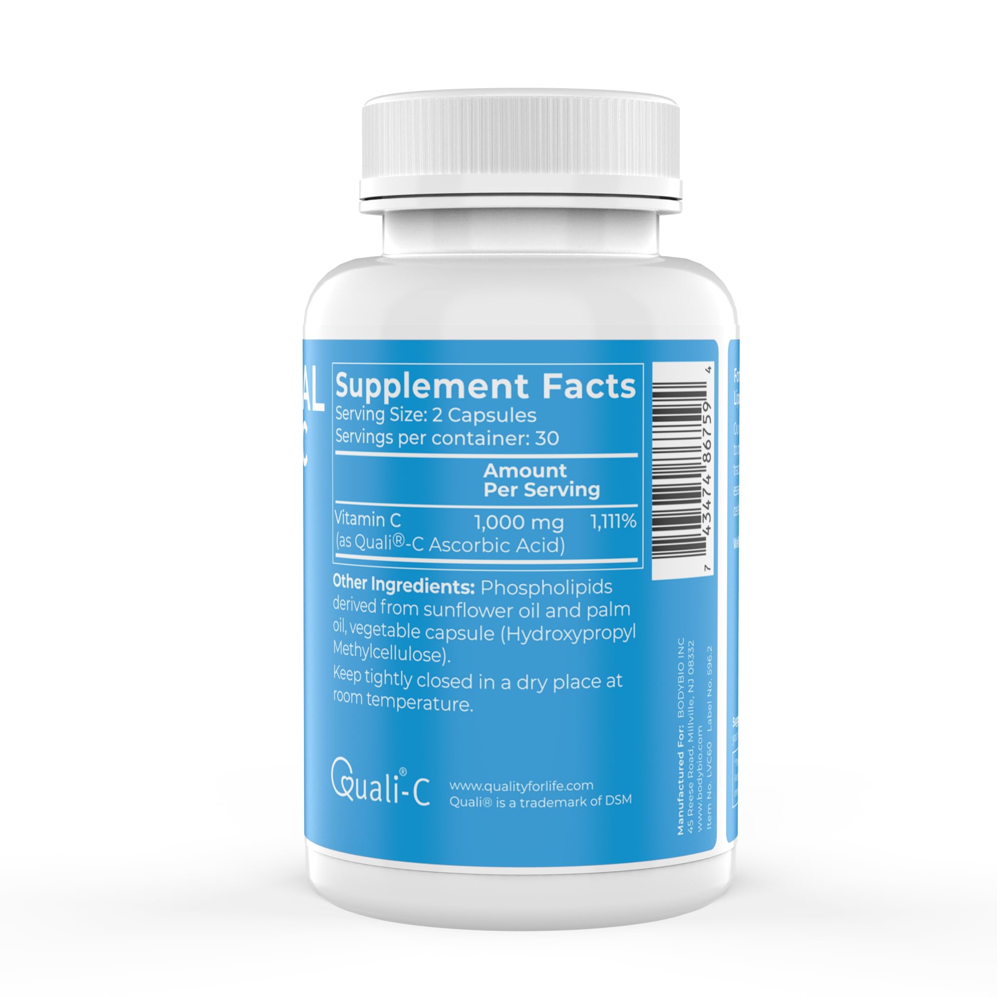 Foto 3 pulgar | Suplemento Bodybio De Vitamina C Liposomal 60 Cápsulas - Venta Internacional