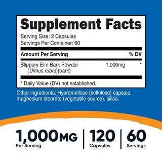Foto 2 | Suplemento Nutricost De Corteza De Olmo, Cápsulas, 1000 Mg X 120 - Venta Internacional.