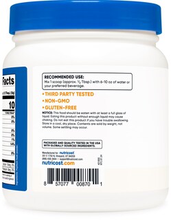 Foto 4 | Cáscara Integral Psyllium En Polvo Nutricost 240 Ml Sin Gluten Y Sin Ogm - Venta Internacional