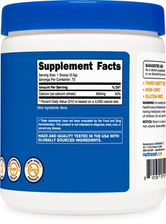 Foto 5 | Citrato De Calcio En Polvo Nutricost 250 G Sin Sabor - Venta Internacional.